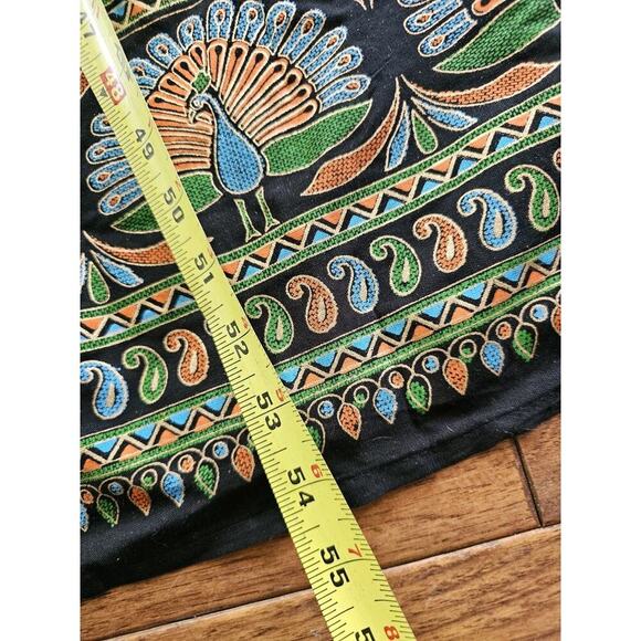 Lapogee Maxi Dress Womens Size L Black Peacock Print V-Neck Pockets Lined NWOT - Picture 11 of 13